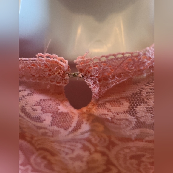 Pretty in Pink lace lined handmade long sleeve stretch lace dress szM - Picture 7 of 9